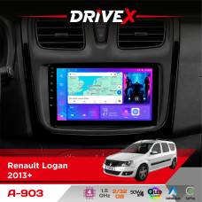 Штатна магнітола для Renault Logan 2013+ DriveX A-903 QLED 9" Android 4-ядерний 2+32Гб 4x50W(TDA7851) бездротовий CarPlay та AndroidAuto