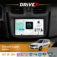Штатна магнітола для Renault Sandero 2012+ DriveX S7 2K QLED 9" Android 8-ядерний 2.7ГГц 6x64Гб SIM-картка 3G/4G AK7808 AB 4x50W DSP AK7739 VELVET бездротовий CarPlay та AndroidAuto