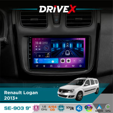 Штатна магнітола для Dacia Logan 2012-2020 DriveX SE-903 QLED 9" Android 8-ядерний 4+64Гб SIM-картка 3G/4G DSP 4x50W(TDA7851) бездротовий CarPlay та AndroidAuto