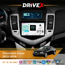 Штатна магнітола для Chevrolet Cruze 2012-2016 DriveX S7+ 2K QLED 9" Android 8-ядерний 2.7ГГц 8x128Гб SIM-картка 3G/4G AK7808 AB 4x50W 360° DSP AK7739 VELVET бездротовий CarPlay та AndroidAuto