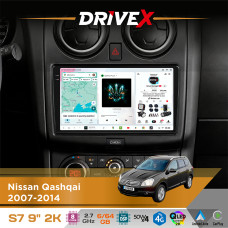 Штатна магнітола для Nissan Qashqai 2007-2014 DriveX S7 2K QLED 9" Android 8-ядерний 2.7ГГц 6x64Гб SIM-картка 3G/4G AK7808 AB 4x50W DSP AK7739 VELVET бездротовий CarPlay та AndroidAuto