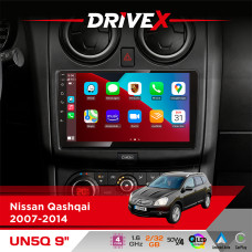 Штатна магнітола для Nissan Qashqai 2007-2014 DriveX UN5 QLED 9" Android 4-ядерний 2+32Гб 4x45W бездротовий CarPlay та AndroidAuto