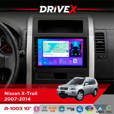Штатна магнітола для Nissan X-Trail 2007-2014 DriveX A-1003 QLED 10" Android 2+32Гб 4-ядерний 4x50W(TDA7851) бездротовий CarPlay та AndroidAuto