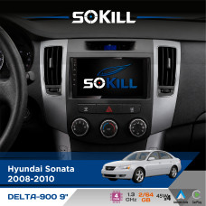 Штатна магнітола для Hyundai Sonata 2008-2010 SoKill DELTA-900 9" Android 4-ядерний 2+64Гб 4x45W бездротовий CarPlay та AndroidAuto