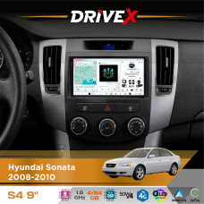 Штатна магнітола для Hyundai Sonata 2008-2010 DriveX S4 QLED 9" Android 8-ядерний 1.6ГГц 4x64Гб SIM-картка 3G/4G TDA7851 4x50W DSP AK7604 бездротовий CarPlay та AndroidAuto