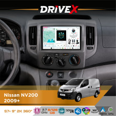 Штатна магнітола для Nissan NV200 2009+ DriveX S7+ 2K QLED 9" Android 8-ядерний 2.7ГГц 8x128Гб SIM-картка 3G/4G AK7808 AB 4x50W 360° DSP AK7739 VELVET бездротовий CarPlay та AndroidAuto