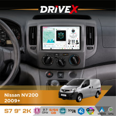 Штатна магнітола для Nissan NV200 2009+ DriveX S7 2K QLED 9" Android 8-ядерний 2.7ГГц 6x64Гб SIM-картка 3G/4G AK7808 AB 4x50W DSP AK7739 VELVET бездротовий CarPlay та AndroidAuto