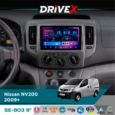 Штатна магнітола для Nissan NV200 2009+ DriveX SE-903 QLED 9" Android 8-ядерний 4+64Гб SIM-картка 3G/4G DSP 4x50W(TDA7851) бездротовий CarPlay та AndroidAuto