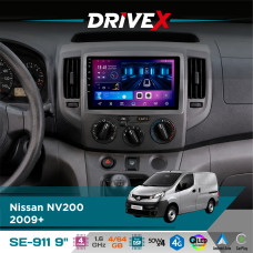 Штатна магнітола для Nissan NV200 2009+ DriveX SE-911 4+64Гб QLED 9" Android 4-ядерний 4x50W(TDA7851) DSP бездротовий CarPlay та AndroidAuto