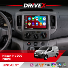 Штатна магнітола для Nissan NV200 2009+ DriveX UN5 QLED 9" Android 4-ядерний 2+32Гб 4x45W бездротовий CarPlay та AndroidAuto