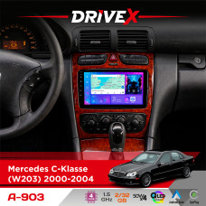 Штатна магнітола для Mercedes C-Klasse (W203) 2000-2004 DriveX A-903 QLED 9" Android 4-ядерний 2+32Гб 4x50W(TDA7851) бездротовий CarPlay та AndroidAuto