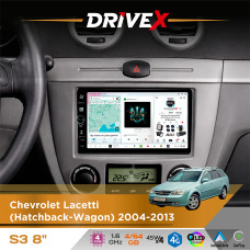 Штатна магнітола для Chevrolet Nubira (Hatchback-Wagon) 2004-2008 DriveX S3 QLED 8" з фізичними кнопками Android 8-ядерний 1.6ГГц 4x64Гб SIM-картка 3G/4G 7388 45W ASP TM2313 бездротовий CarPlay та AndroidAuto