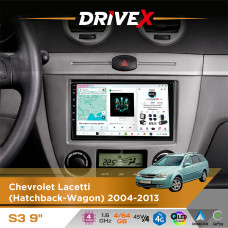 Штатна магнітола для Chevrolet Lacetti (Hatchback-Wagon) 2004-2013 DriveX S3 QLED 9" Android 8-ядерний 1.6ГГц 4x64Гб SIM-картка 3G/4G 7388 4x45W ASP TM2313 бездротовий CarPlay та AndroidAuto