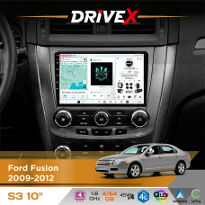 Штатна магнітола для Ford Fusion 2009-2012 DriveX S3 QLED 10" Android 8-ядерний 1.6ГГц 4x64Гб SIM-картка 3G/4G 7388 4x45W ASP TM2313 бездротовий CarPlay та AndroidAuto