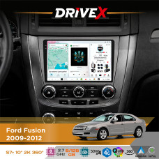 Штатна магнітола для Ford Fusion 2009-2012 DriveX S7+ 2K QLED 10" Android 8-ядерний 2.7ГГц 8x128Гб SIM-картка 3G/4G AK7808 AB 4x50W 360° DSP AK7739 VELVET бездротовий CarPlay та AndroidAuto