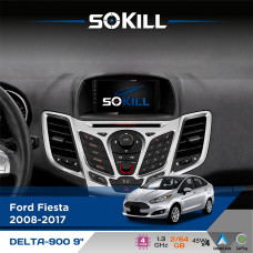 Штатна магнітола для Ford Fiesta 2008-2017 SoKill DELTA-900 9" Android 4-ядерний 2+64Гб 4x45W бездротовий CarPlay та AndroidAuto