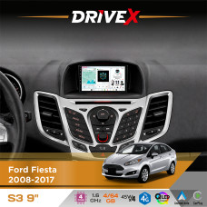 Штатна магнітола для Ford Fiesta 2008-2017 DriveX S3 QLED 9" Android 8-ядерний 1.6ГГц 4x64Гб SIM-картка 3G/4G 7388 4x45W ASP TM2313 бездротовий CarPlay та AndroidAuto