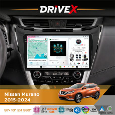 Штатна магнітола для Nissan Murano 2015-2024 DriveX S7+ 2K QLED 10" Android 8-ядерний 2.7ГГц 8x128Гб SIM-картка 3G/4G AK7808 AB 4x50W 360° DSP AK7739 VELVET бездротовий CarPlay та AndroidAuto