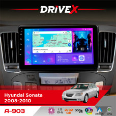 Штатна магнітола для Hyundai Sonata 2008-2010 DriveX A-903 QLED 9" Android 4-ядерний 2+32Гб 4x50W(TDA7851) бездротовий CarPlay та AndroidAuto