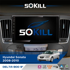 Штатна магнітола для Hyundai Sonata 2008-2010 SoKill DELTA-900 9" Android 4-ядерний 2+64Гб 4x45W бездротовий CarPlay та AndroidAuto
