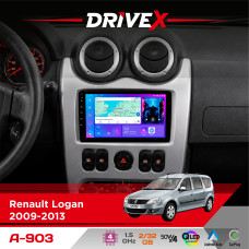 Штатна магнітола для Dacia Sandero 2008-2012 DriveX A-903 QLED 9" Android 4-ядерний 2+32Гб 4x50W(TDA7851) бездротовий CarPlay та AndroidAuto