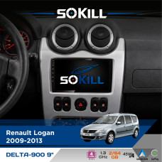 Штатна магнітола для Nissan NP200 2009-2024 SoKill DELTA-900 9" Android 4-ядерний 2+64Гб 4x45W бездротовий CarPlay та AndroidAuto