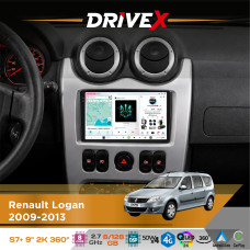 Штатна магнітола для Dacia Sandero 2008-2012 DriveX S7+ 2K QLED 9" Android 8-ядерний 2.7ГГц 8x128Гб SIM-картка 3G/4G AK7808 AB 4x50W 360° DSP AK7739 VELVET бездротовий CarPlay та AndroidAuto