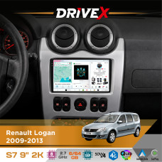 Штатна магнітола для Renault Duster 2010-2013 DriveX S7 2K QLED 9" Android 8-ядерний 2.7ГГц 6x64Гб SIM-картка 3G/4G AK7808 AB 4x50W DSP AK7739 VELVET бездротовий CarPlay та AndroidAuto