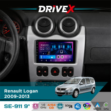 Штатна магнітола для Renault Sandero 2007-2011 DriveX SE-911 4+64Гб QLED 9" Android 4-ядерний 4x50W(TDA7851) DSP бездротовий CarPlay та AndroidAuto