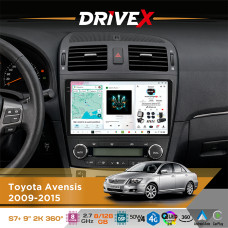 Штатна магнітола для Toyota Avensis 2009-2015 DriveX S7+ 2K QLED 9" Android 8-ядерний 2.7ГГц 8x128Гб SIM-картка 3G/4G AK7808 AB 4x50W 360° DSP AK7739 VELVET бездротовий CarPlay та AndroidAuto