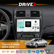 Штатна магнітола для Toyota Avensis 2009-2015 DriveX S7 2K QLED 9" Android 8-ядерний 2.7ГГц 6x64Гб SIM-картка 3G/4G AK7808 AB 4x50W DSP AK7739 VELVET бездротовий CarPlay та AndroidAuto