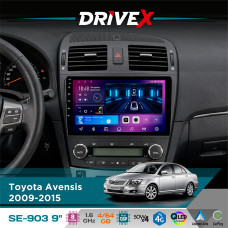 Штатна магнітола для Toyota Avensis 2009-2015 DriveX SE-903 QLED 9" Android 8-ядерний 4+64Гб SIM-картка 3G/4G DSP 4x50W(TDA7851) бездротовий CarPlay та AndroidAuto