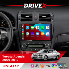 Штатна магнітола для Toyota Avensis 2009-2015 DriveX UN5 QLED 9" Android 4-ядерний 2+32Гб 4x45W бездротовий CarPlay та AndroidAuto