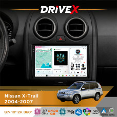 Штатна магнітола для Nissan X-Trail 2004-2007 DriveX S7+ 2K QLED 10" Android 8-ядерний 2.7ГГц 8x128Гб SIM-картка 3G/4G AK7808 AB 4x50W 360° DSP AK7739 VELVET бездротовий CarPlay та AndroidAuto