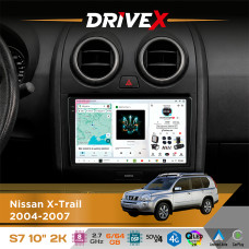 Штатна магнітола для Nissan X-Trail 2004-2007 DriveX S7 2K QLED 10" Android 8-ядерний 2.7ГГц 6x64Гб SIM-картка 3G/4G AK7808 AB 4x50W DSP AK7739 VELVET бездротовий CarPlay та AndroidAuto