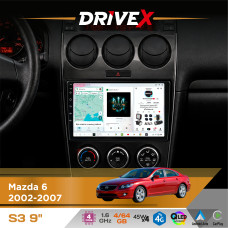Штатна магнітола для Mazda Atenza 2002-2007 DriveX S3 QLED 9" Android 8-ядерний 1.6ГГц 4x64Гб SIM-картка 3G/4G 7388 4x45W ASP TM2313 бездротовий CarPlay та AndroidAuto