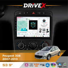 Штатна магнітола для Peugeot 408 2011-2021 DriveX S3 QLED 9" Android 8-ядерний 1.6ГГц 4x64Гб SIM-картка 3G/4G 7388 4x45W ASP TM2313 бездротовий CarPlay та AndroidAuto