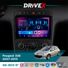 Штатна магнітола для Peugeot 408 2011-2021 DriveX SE-903 QLED 9" Android 8-ядерний 4+64Гб SIM-картка 3G/4G DSP 4x50W(TDA7851) бездротовий CarPlay та AndroidAuto