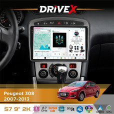 Штатна магнітола для Peugeot 408 2011-2021 DriveX S7 2K QLED 9" Android 8-ядерний 2.7ГГц 6x64Гб SIM-картка 3G/4G AK7808 AB 4x50W DSP AK7739 VELVET бездротовий CarPlay та AndroidAuto