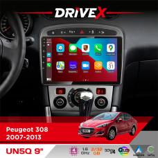 Штатна магнітола для Peugeot 408 2011-2021 DriveX UN5 QLED 9" Android 4-ядерний 2+32Гб 4x45W бездротовий CarPlay та AndroidAuto