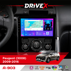 Штатна магнітола для Peugeot 3008 2009-2016 DriveX A-903 QLED 9" Android 4-ядерний 2+32Гб 4x50W(TDA7851) бездротовий CarPlay та AndroidAuto