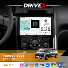 Штатна магнітола для Peugeot 5008 2009-2016 DriveX S4 QLED 9" Android 8-ядерний 1.6ГГц 4x64Гб SIM-картка 3G/4G TDA7851 4x50W DSP AK7604 бездротовий CarPlay та AndroidAuto