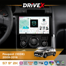 Штатна магнітола для Peugeot 5008 2009-2016 DriveX S7 2K QLED 9" Android 8-ядерний 2.7ГГц 6x64Гб SIM-картка 3G/4G AK7808 AB 4x50W DSP AK7739 VELVET бездротовий CarPlay та AndroidAuto