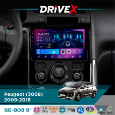 Штатна магнітола для Peugeot 5008 2009-2016 DriveX SE-903 QLED 9" Android 8-ядерний 4+64Гб SIM-картка 3G/4G DSP 4x50W(TDA7851) бездротовий CarPlay та AndroidAuto