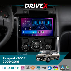 Штатна магнітола для Peugeot 3008 2009-2016 DriveX SE-911 4+64Гб QLED 9" Android 4-ядерний 4x50W(TDA7851) DSP бездротовий CarPlay та AndroidAuto
