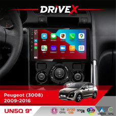 Штатна магнітола для Peugeot 5008 2009-2016 DriveX UN5 QLED 9" Android 4-ядерний 2+32Гб 4x45W бездротовий CarPlay та AndroidAuto