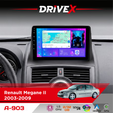 Штатна магнітола для Renault Megane II 2003-2009 DriveX A-903 QLED 9" Android 4-ядерний 2+32Гб 4x50W(TDA7851) бездротовий CarPlay та AndroidAuto