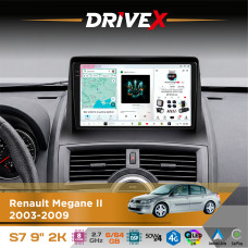 Штатна магнітола для Renault Megane II 2003-2009 DriveX S7 2K QLED 9" Android 8-ядерний 2.7ГГц 6x64Гб SIM-картка 3G/4G AK7808 AB 4x50W DSP AK7739 VELVET бездротовий CarPlay та AndroidAuto