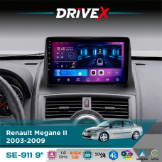 Штатна магнітола для Renault Megane II 2003-2009 DriveX SE-911 4+64Гб QLED 9" Android 4-ядерний 4x50W(TDA7851) DSP бездротовий CarPlay та AndroidAuto