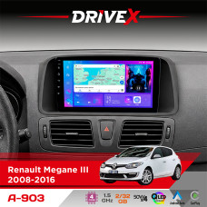 Штатна магнітола для Renault Fluence 2009-2017 DriveX A-903 QLED 9" Android 4-ядерний 2+32Гб 4x50W(TDA7851) бездротовий CarPlay та AndroidAuto